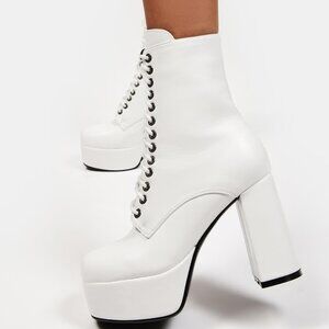 Lamoda White Platform Boots, Size 9.5